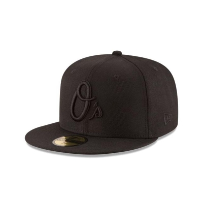 Black Baltimore Orioles Hat - New Era MLB Black On Black 59FIFTY Fitted Caps USA9768301